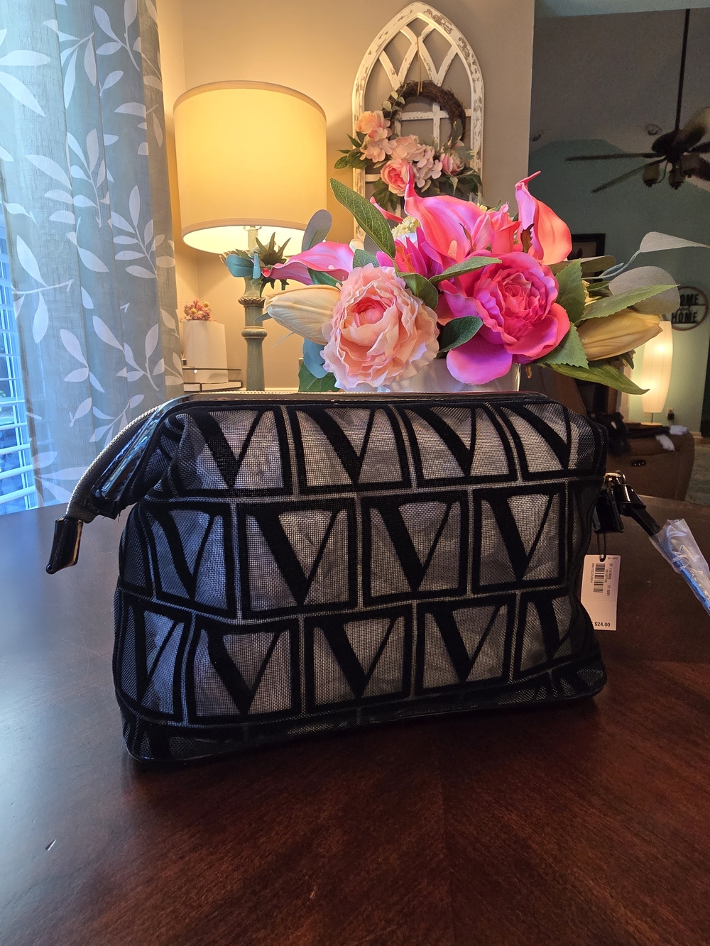 Victoria's Secret Black Geometric Cosmetic Case